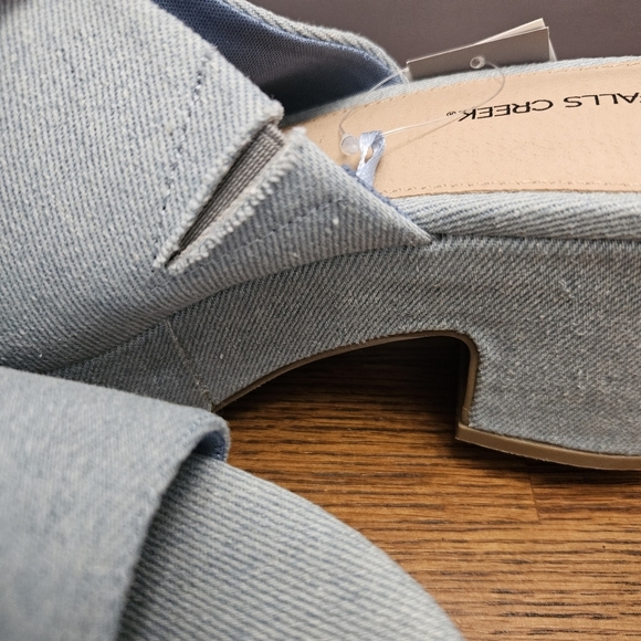 Women's Light Blue Denim "Misty" Slip on sandals Chunky Heel 8M NWT - Picture 7 of 9